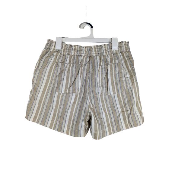 Briggs Linen Blend Striped Pull On Shorts‎ Pockets Beige Large Above Knee Casual - Picture 3 of 10